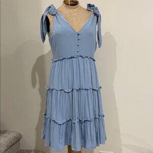 Blue Bow and Button Dress